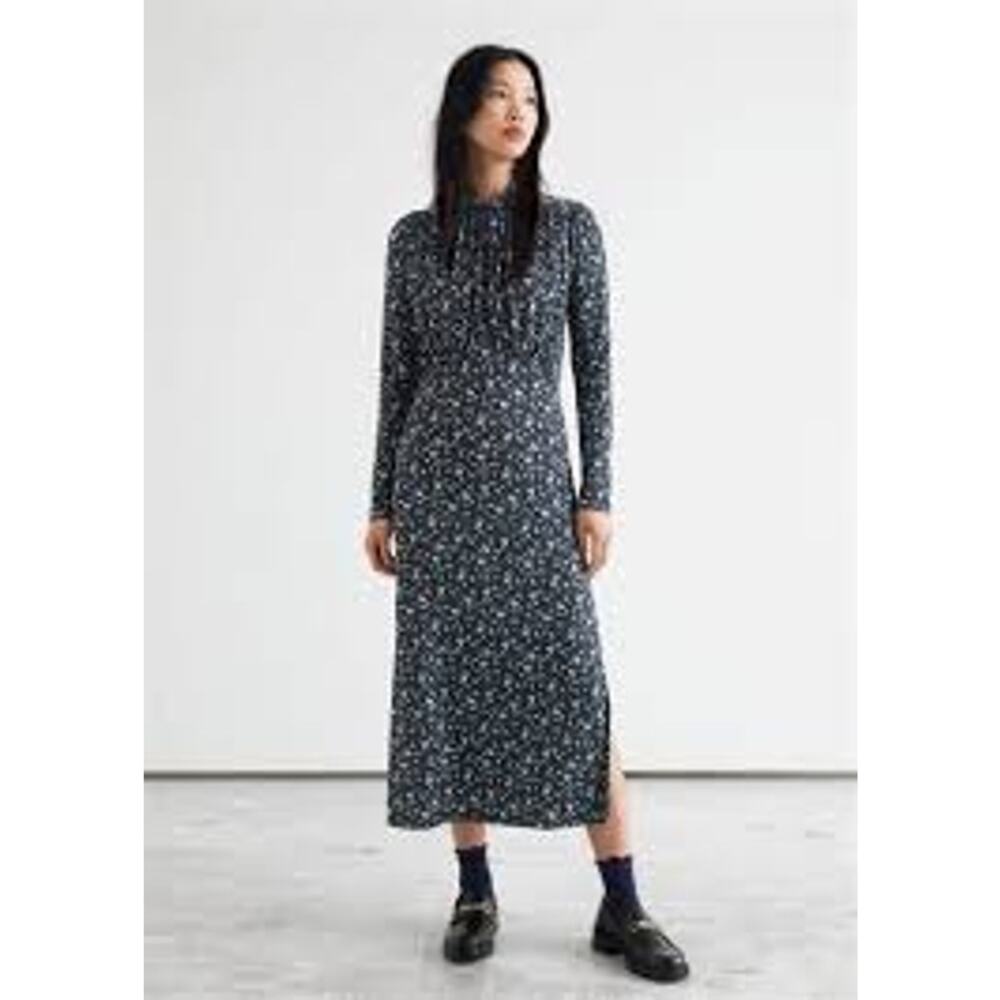 & OTHER STORIES  Gathered High Collar Midi Dress